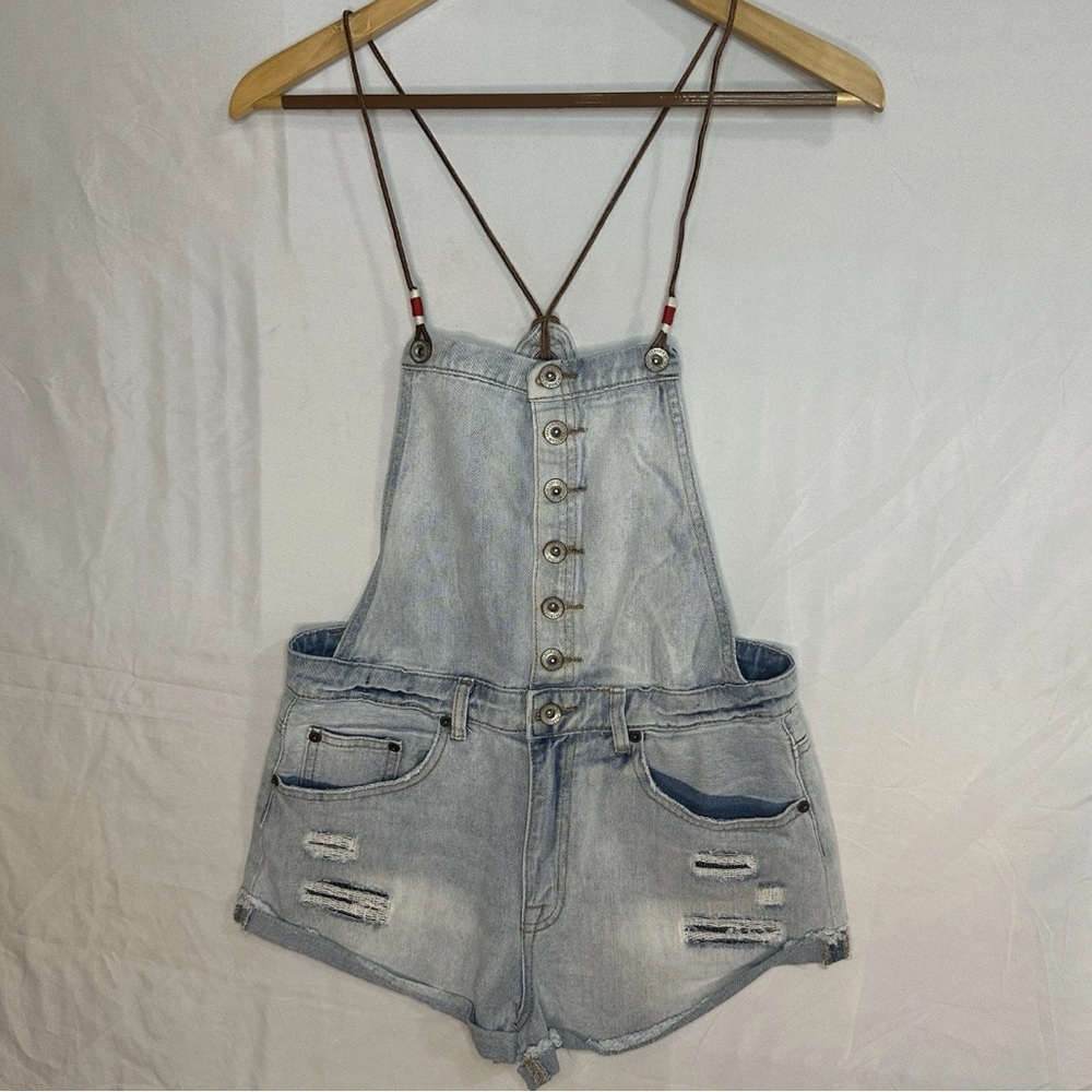 100% Cotton Forever 21 Light Blue Denim Boho Overalls